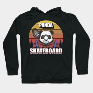 Panda Skateboard Retro Sunset Hoodie